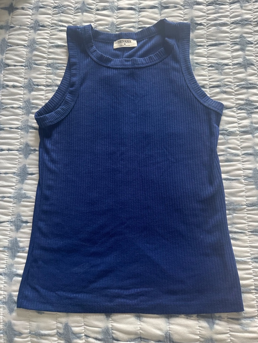 Zenana Outfitters Royal Blue Ribbed Tank Top